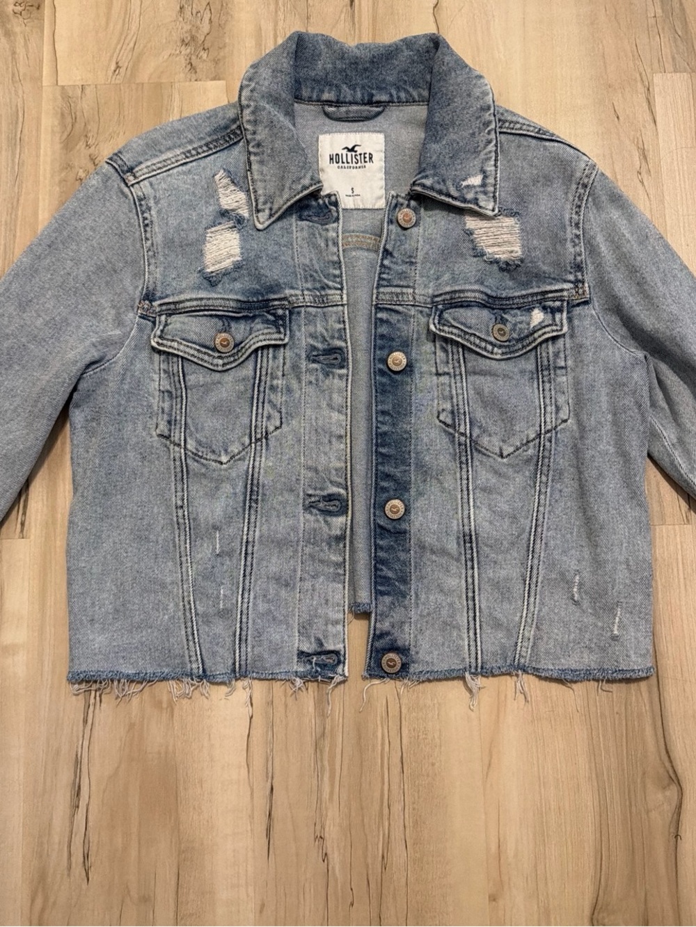 Hollister Light Wash Distressed Denim Jacket